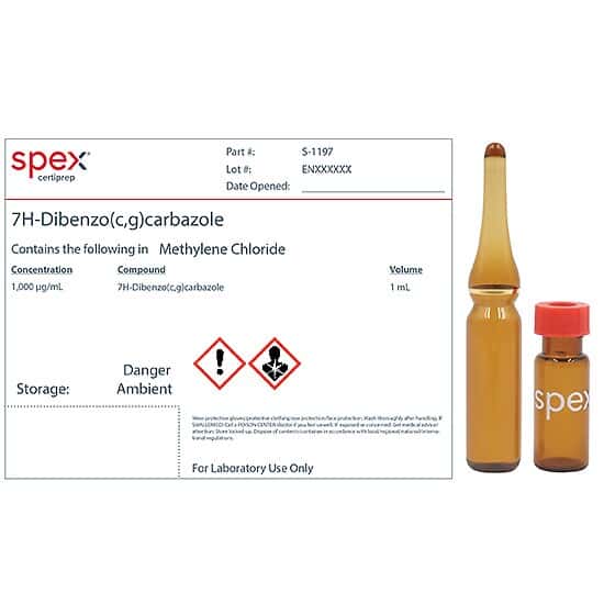 Spex S-1197 7H-Dibenzo(c,g)carbazole, 1,000 µg/mL in Methylene Chloride; 1 mL