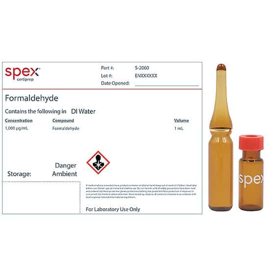 Spex S-2060 Formaldehyde, 1,000 µg/mL in DI Water; 1 mL