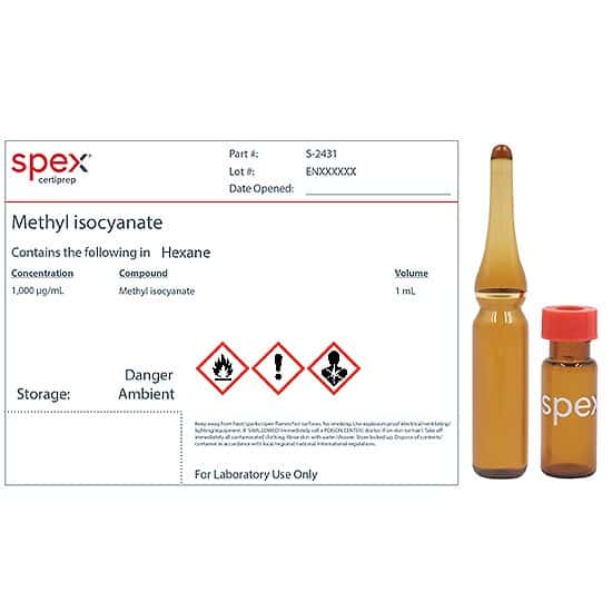 Spex S-2431 Methyl Isocyanate Organic Standard, 1,000 µg/mL in Hexane; 1 mL