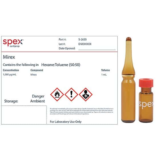 Spex S-2635 Mirex, 1,000 µg/mL in Hexane:Toluene (50:50); 1 mL