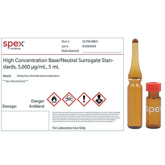 Spex CLP90-SBH5 High Concentration Base/Neutral Surrogate Standard, 5,000 µg/mL; 5 mL