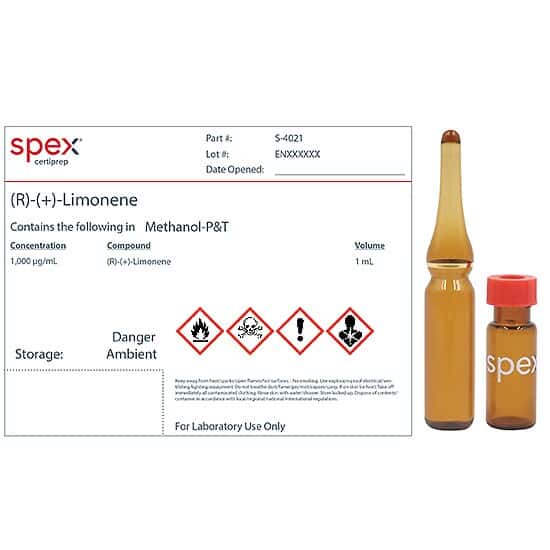 Spex S-4021 (R)-(+)-Limonene Cannabis Terpene Standard, 1,000 µg/mL; 1 mL