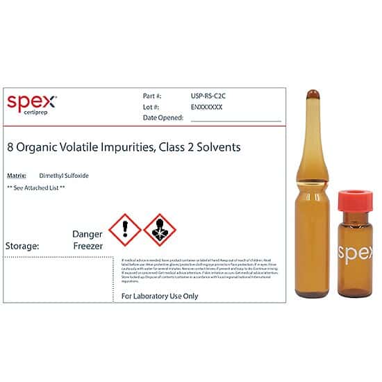 Spex USP-RS-C2C 8 Organic Volatile Impurities, Class 2 Solvents, USP <467>; 1 mL
