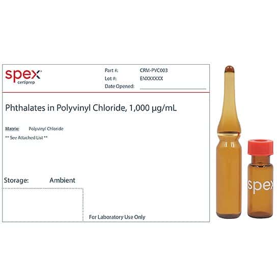 Spex CRM-PVC003 Phthalates in Polyvinyl Chloride, 1,000 µg/mL; 1.5 g