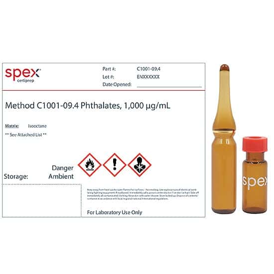 Spex C1001-09.4 Method C1001-09.4 Phthalates, 1,000 µg/mL in Isooctane; 1 mL
