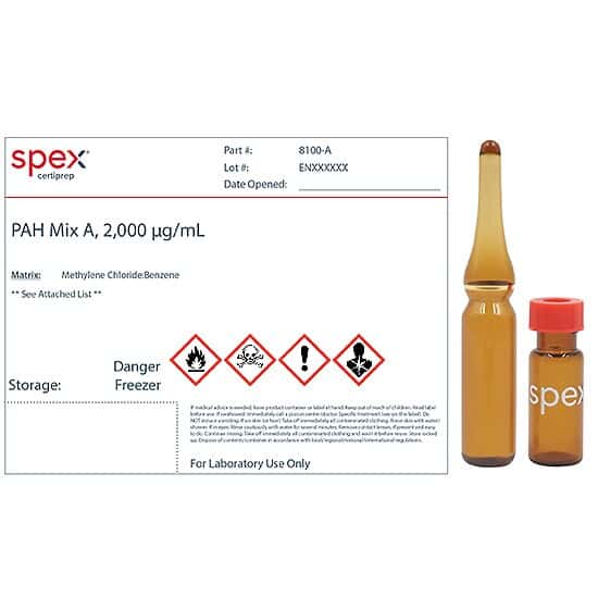 Spex 8100-A Polynuclear Aromatic Hydrocarbon (PAH) Mix A, 2,000 µg/mL; 1 mL