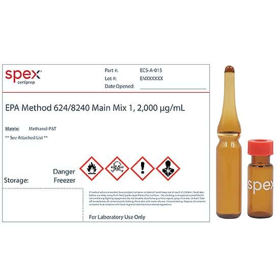 Spex ECS-A-015 Volatile Main Mix 1, 2,000 µg/mL in Methanol-P&T, 1.5 mL; 1/EA