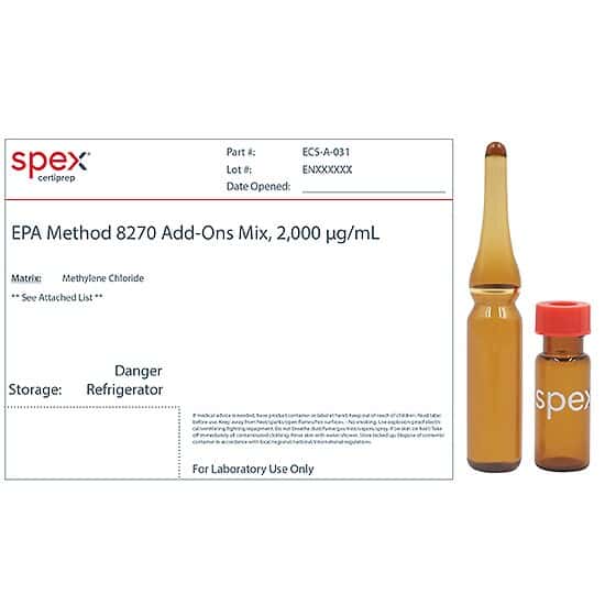 Spex ECS-A-031 Add-Ons Mix for Method 625&8270 (12 Components), 2,000 µg/mL, 1.8 mL; 1/EA