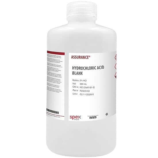 Spex PLBLK-HCL Assurance® Grade Hydrochloric Acid Blank for AA and ICP in 5% HCl, 500 mL
