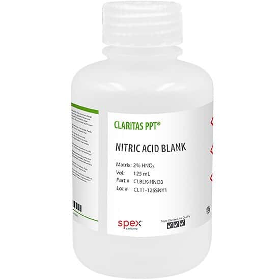 Spex CLBLK-HNO3 Claritas PPT® Grade Nitric Acid Blank in 2% HNO3; 125 mL