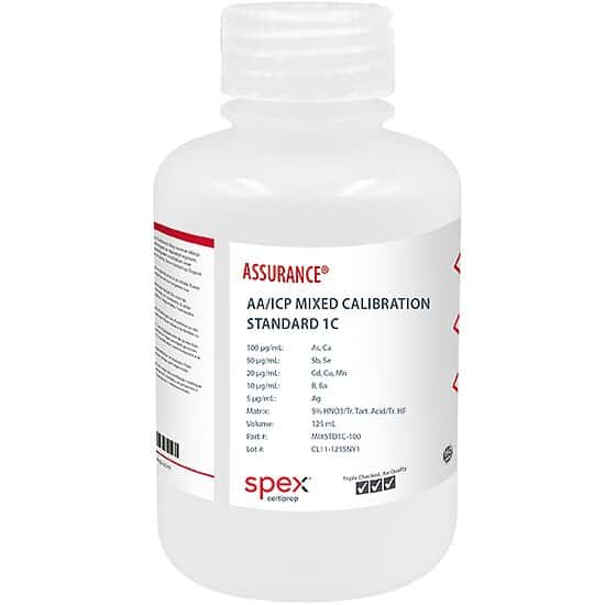 Spex MIXSTD1C-100 Assurance® Grade Calibration Standard 1C for AA & ICP; 125 mL