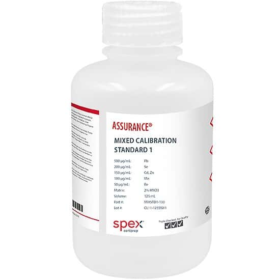 Spex MIXSTD1-100 Assurance® Grade Calibration Standard 1 for AA & ICP; 125 mL