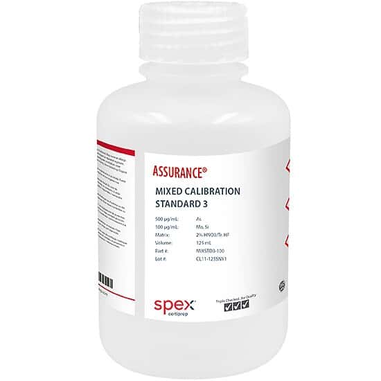 Spex MIXSTD3-100 Assurance® Grade Calibration Standard 3 for AA & ICP; 125 mL