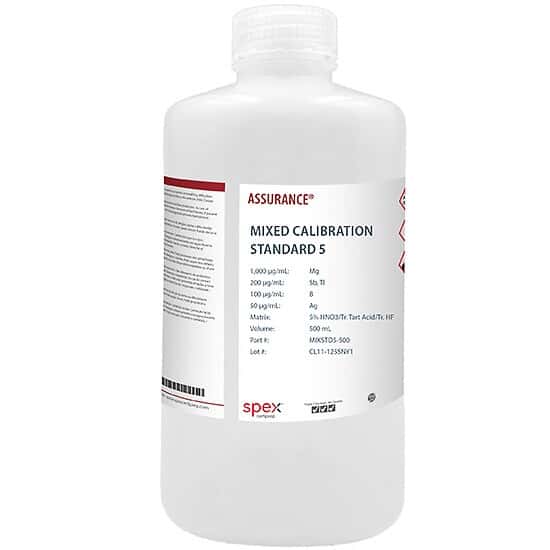 Spex MIXSTD5-500 Assurance® Grade Calibration Standard 5 for AA & ICP; 500 mL