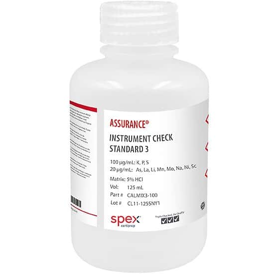 Spex CALMIX3-100 Assurance® Grade Instrument Check Standard 3 for AA & ICP; 125 mL