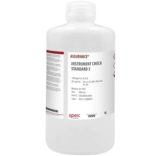 Spex CALMIX3-500 Assurance® Grade Instrument Check Standard 3 for AA & ICP; 500 mL