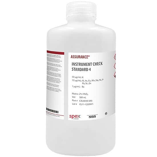 Spex CALMIX4-500 Assurance® Grade Instrument Check Standard 4 for AA & ICP; 500 mL