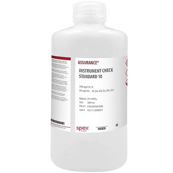 Spex CALMIX10-500 Assurance® Grade Instrument Check Standard 10 for AA & ICP; 500mL