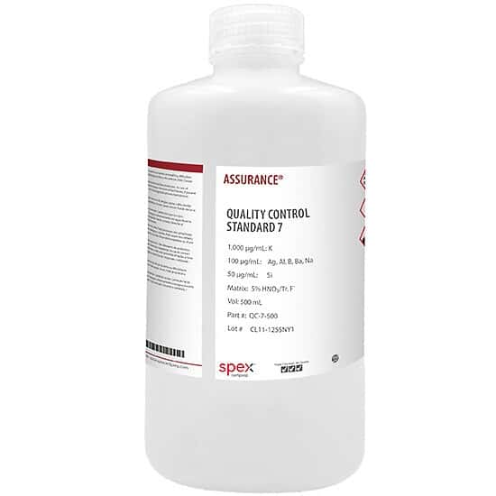 Spex QC-7-500 Assurance® Grade Quality Control Standard 7 for AA & ICP in 5% HNO3/tr. F-; 500 mL