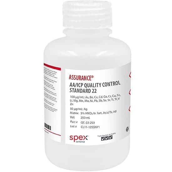 Spex QC-22-250 Assurance® Grade Quality Control Standard 22 for AA & ICP; 250 mL