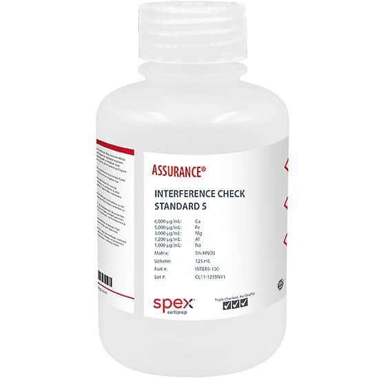 Spex INTER5-100 Assurance® Grade Interference Check Standard 5 for AA & ICP in 5% HNO3; 125 mL