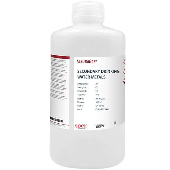 Spex EP-4-500 Assurance® Grade Secondary Drinking Water Metals; 500 mL