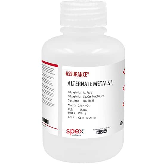 Spex WP-11 Assurance® Grade Alternate Metals for AA & ICP in 2% HNO3; 125 mL