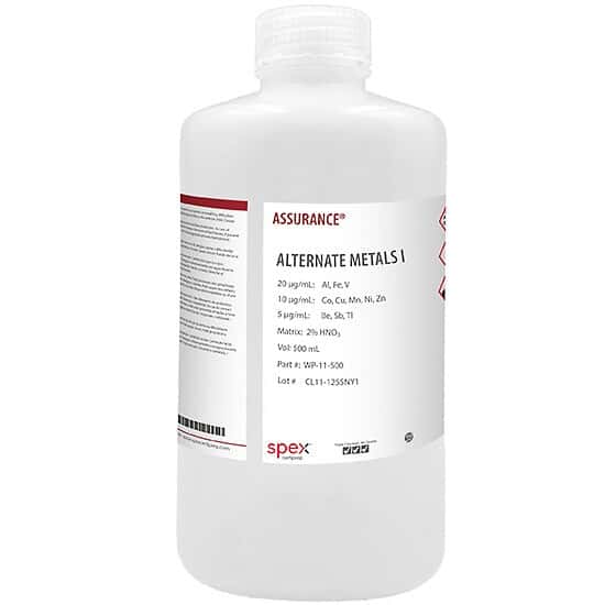 Spex WP-11-500 Assurance® Grade Alternate Metals for AA & ICP in 2% HNO3; 500 mL