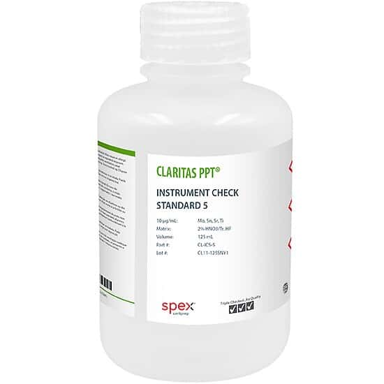 Spex CL-ICS-5 Claritas PPT® Grade ICP-MS Instrument Check Standard 5, 10 µg/mL in 2% HNO3/tr. HF; 125 mL