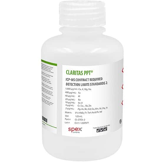 Spex CL-CRDL-2 ICP-MS Contract Required Detection Limit (CRDL) Standard 2; 125mL