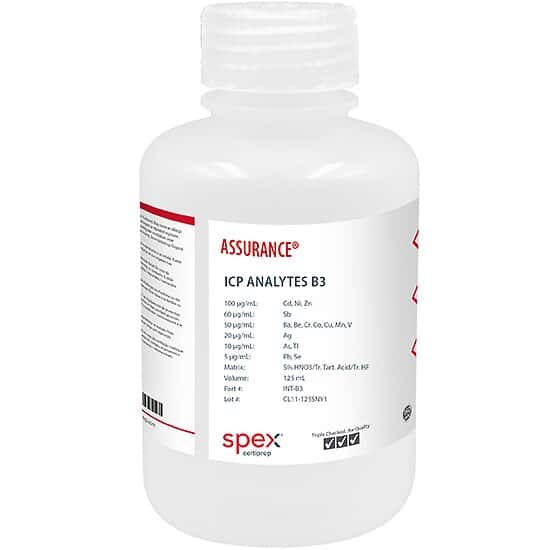 Spex INT-B3 ICP Analytes B3 in 5% HNO3/tr. Tartaric Acid/tr. HF; 125 mL