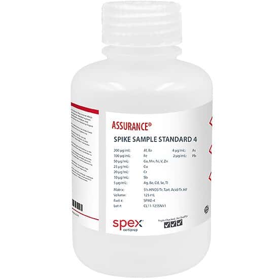 Spex SPIKE-4 ICP Spike Sample 4 in 5% HNO3/tr. Tartaric Acid/tr. HF; 125 mL