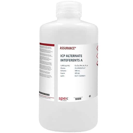 Spex INT-A2 ICP Alternate Interferents A, 1,000 µg/mL in 5%HNO3/tr. F-; 500mL