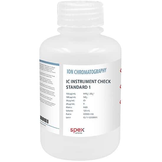 Spex ICMIX1-100 IC Instrument Ion Anion Check Standard 1 in H2O; 125 mL
