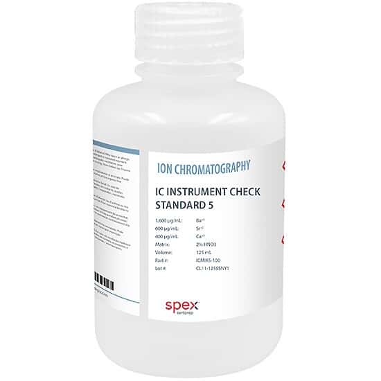 Spex ICMIX5-100 IC Instrument Ion Cation Check Standard 5 in 2% HNO3; 125 mL