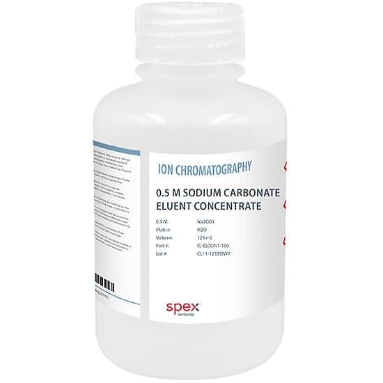 Spex IC-ELCON1-100 Sodium Carbonate (Na2CO3) Eluent Concentrate, 0.5 <i>M</i> in H2O; 125 mL
