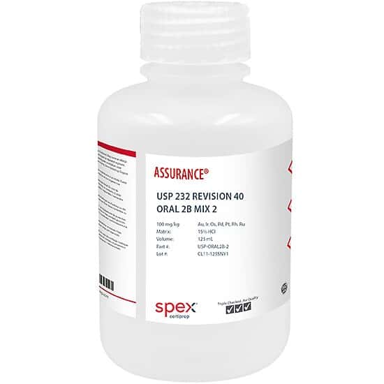 Spex USP-ORAL2B-2 USP <232> Revision 40, Oral 2B Mix 2 Elemental Impurities in 15 HCl; 125 mL