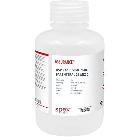 Spex USP-PARENT2B-2 USP <232> Rev 40, Parenteral 2B Mix 2 Elemental Impurities; 125mL