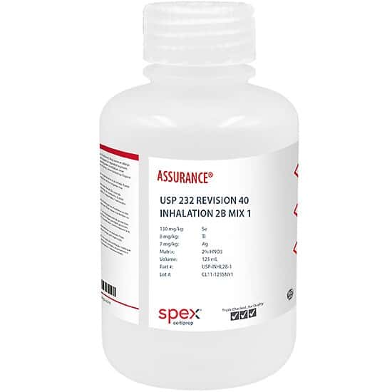 Spex USP-INHL2B-1 USP <232> Revision 40, Inhalation 2B, Mix 1 Elemental Impurities; 125 mL