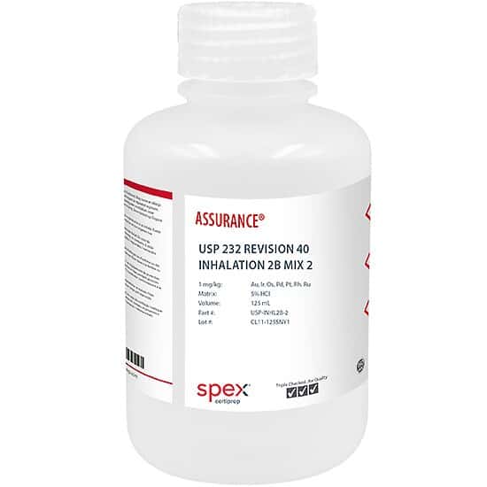 Spex USP-INHL2B-2 USP <232> Revision 40, Inhalation 2B, Mix 2 Elemental Impurities; 125 mL