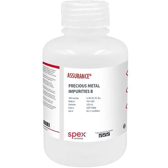 Spex USP-TXM4 Precious Metal Impurities B Standard without Os for USP; 125 mL