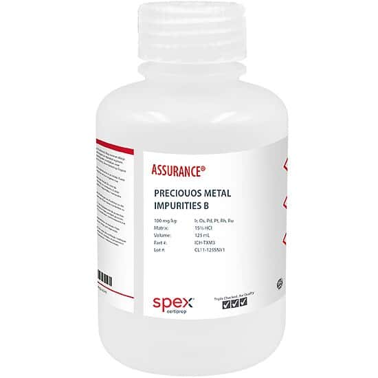 Spex ICH-TXM3 Precious Metal Impurities B Standard with Os for ICH; 125 mL