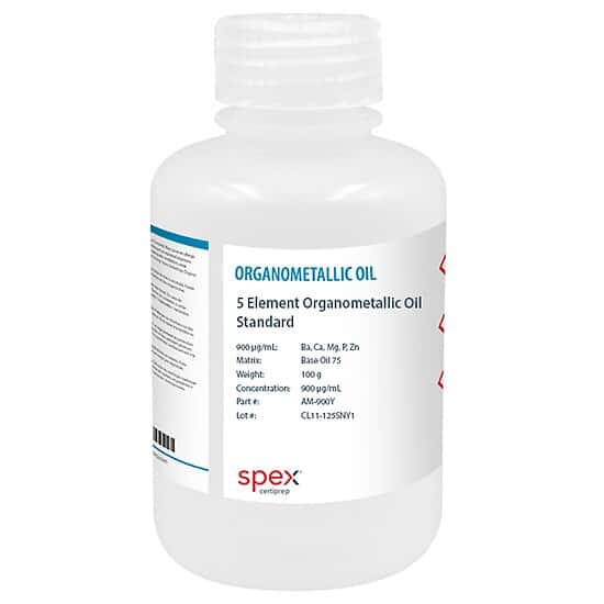Spex AM-900Y Organometallic Oil Standard, 5 Elements, 900 µg/g; 100 g