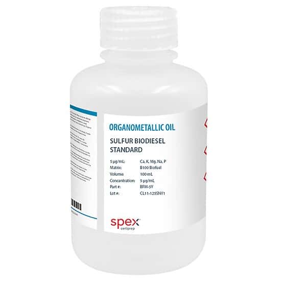 Spex BFM-5Y Biodiesel Standard, 5 Elements, 5 µg/g in B100 Biofuel; 100 mL