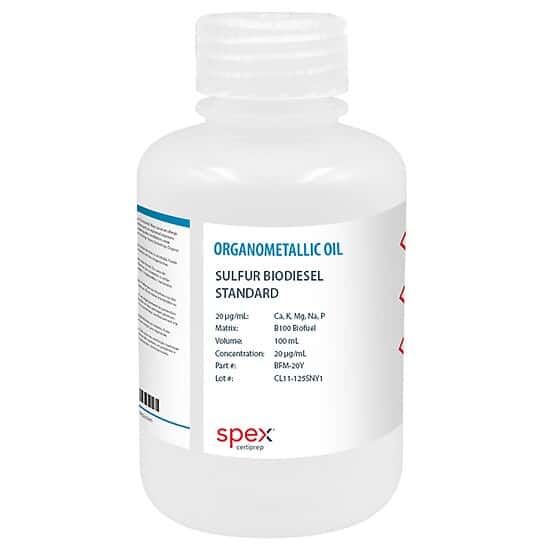 Spex BFM-20Y Biodiesel Standard, 5 Elements, 20 µg/g in B100 Biofuel; 100 mL
