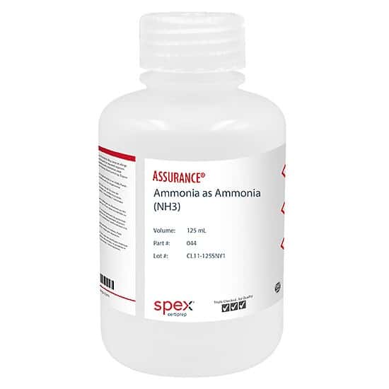 Spex 044 Ammonia as Ammonia (NH3) QC Sample, 1,000 µg/mL in H2O; 125 mL