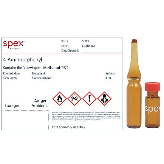 Spex S-225-PK 4-Aminobiphenyl, 1,000 µg/mL in Methanol-P&T; 1 mL; 4/pk
