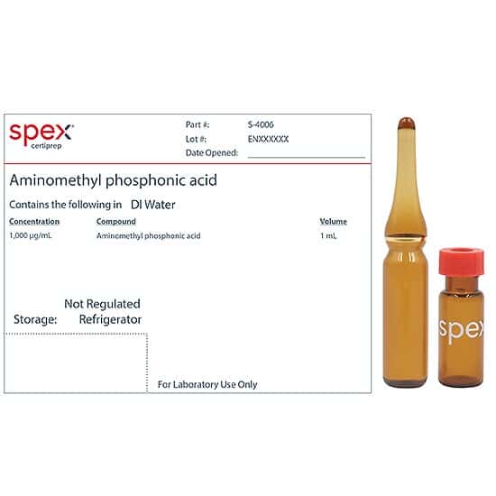 Spex S-4006-PK Aminomethyl Phosphonic Acid, 1,000 µg/mL in DI Water; 1 mL; 4/pk
