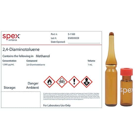 Spex S-1160-PK 2,4-Diaminotoluene Organic Standard, 1,000 µg/mL in Methanol; 1 mL; 4/pk