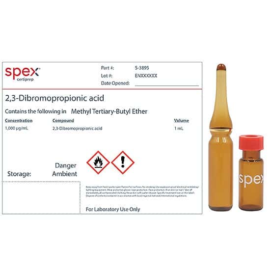 Spex S-3895-PK 2,3-Dibromopropionic Acid Organic Standard, 1,000 µg/mL; 1 mL; 4/pk